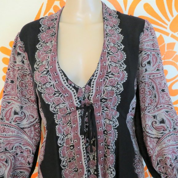 Free People Black & Purple Flowy Dress XS - Picture 2 of 3